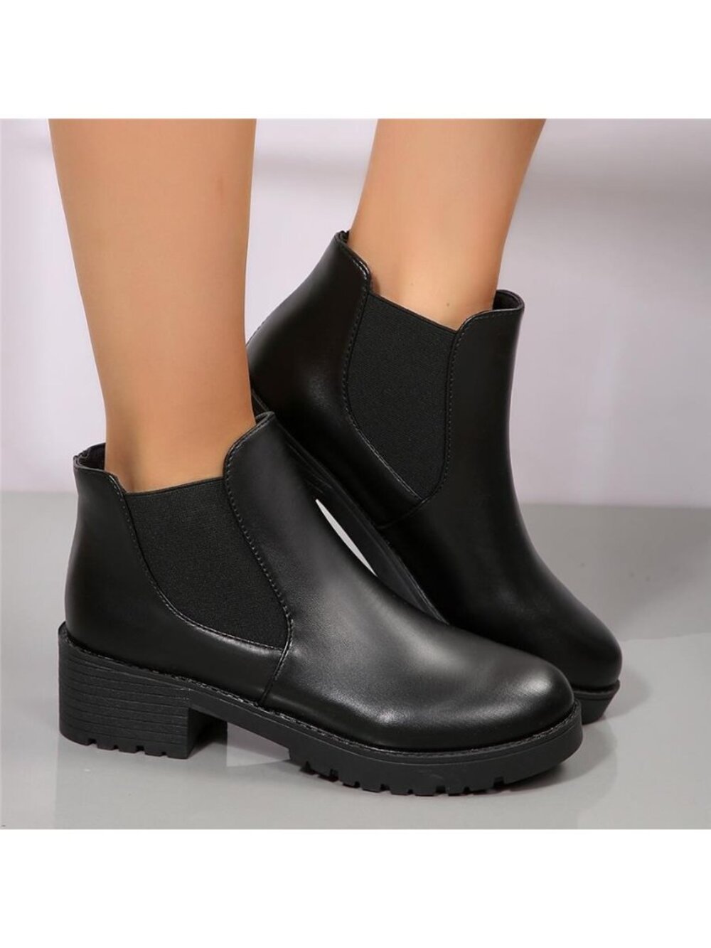 Round Toe Block Heels Boots